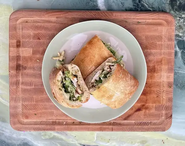 Turkey sandwich with Waldorf salad