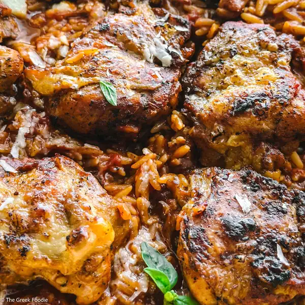 Greek Chicken Orzo-Giouvetsi Kotopoulo