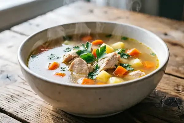 A classic on a plate: chicken soup to warm body and soul