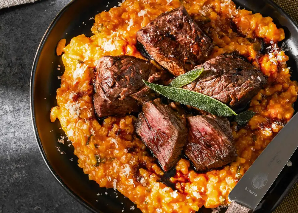 Steak Tips with Pumpkin Risotto