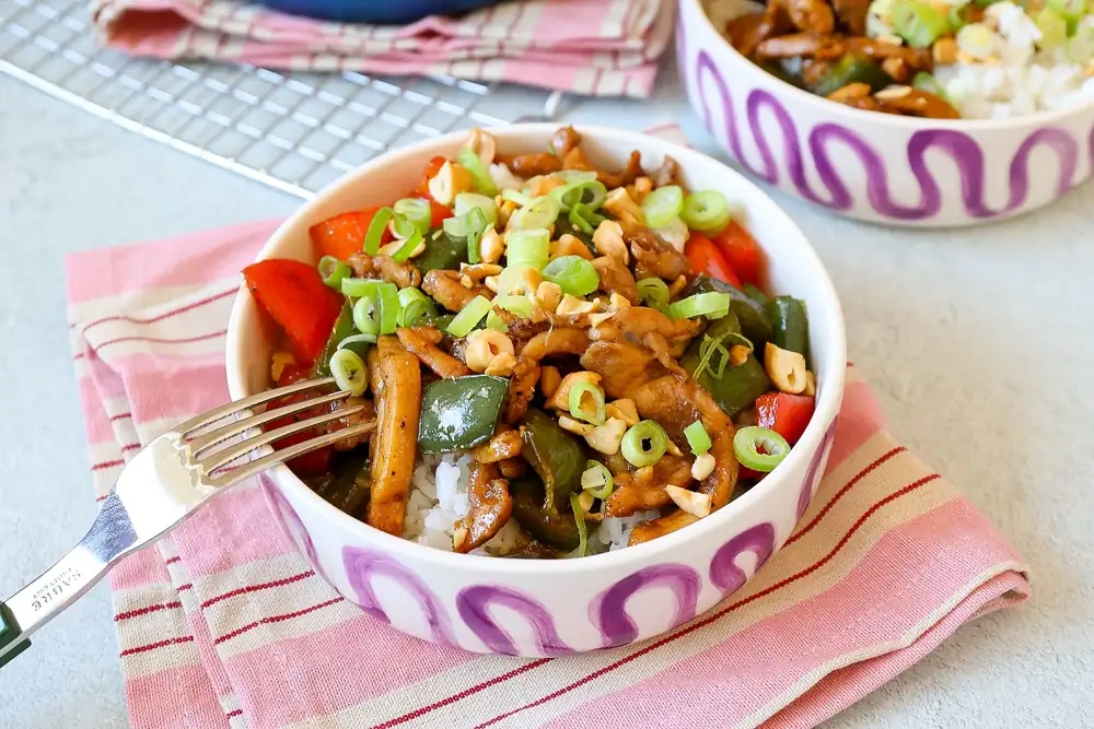 Honey cashew chicken with rice