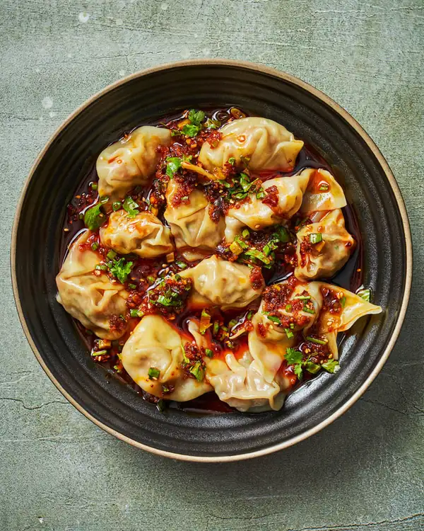 Receta de wontons picantes de Sichuan