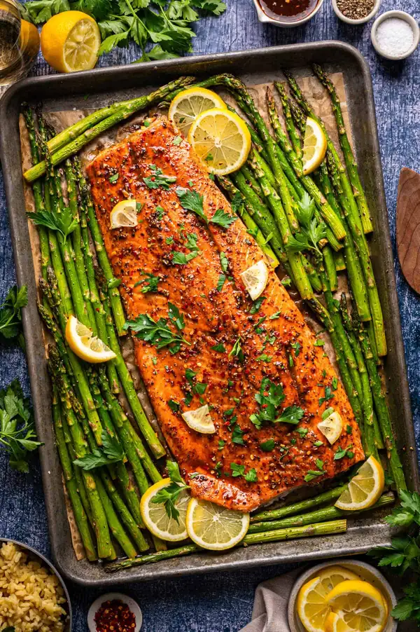 Sheet Pan Maple Glazed Salmon with Roasted Asparagus