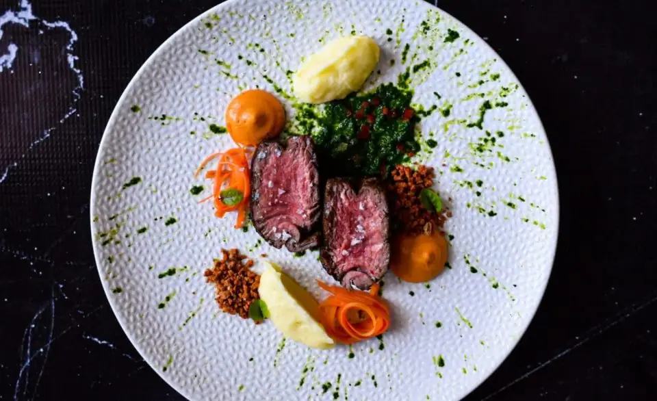 Sous Vide Beef Tenderloin with Mashed Potatoes, Pepper Cream & Chimichurri