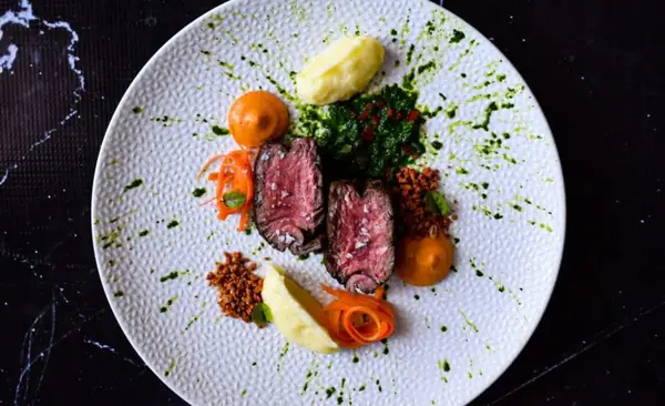 Sous Vide Beef Tenderloin with Mashed Potatoes, Pepper Cream & Chimichurri