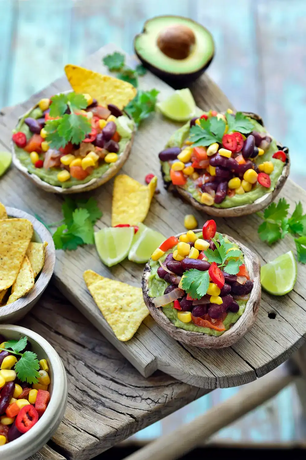 Stuffed portobellos with chili sin carne