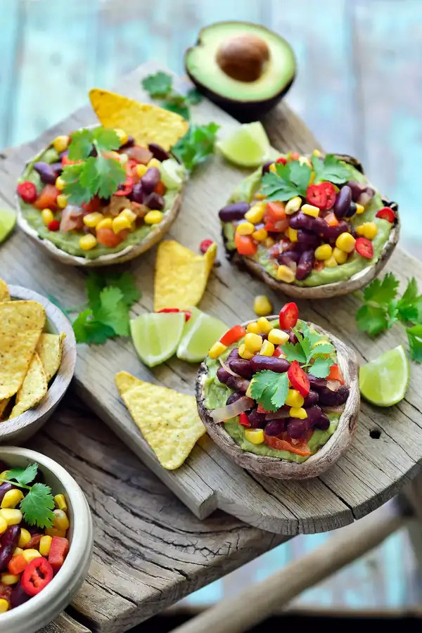 Stuffed portobellos with chili sin carne