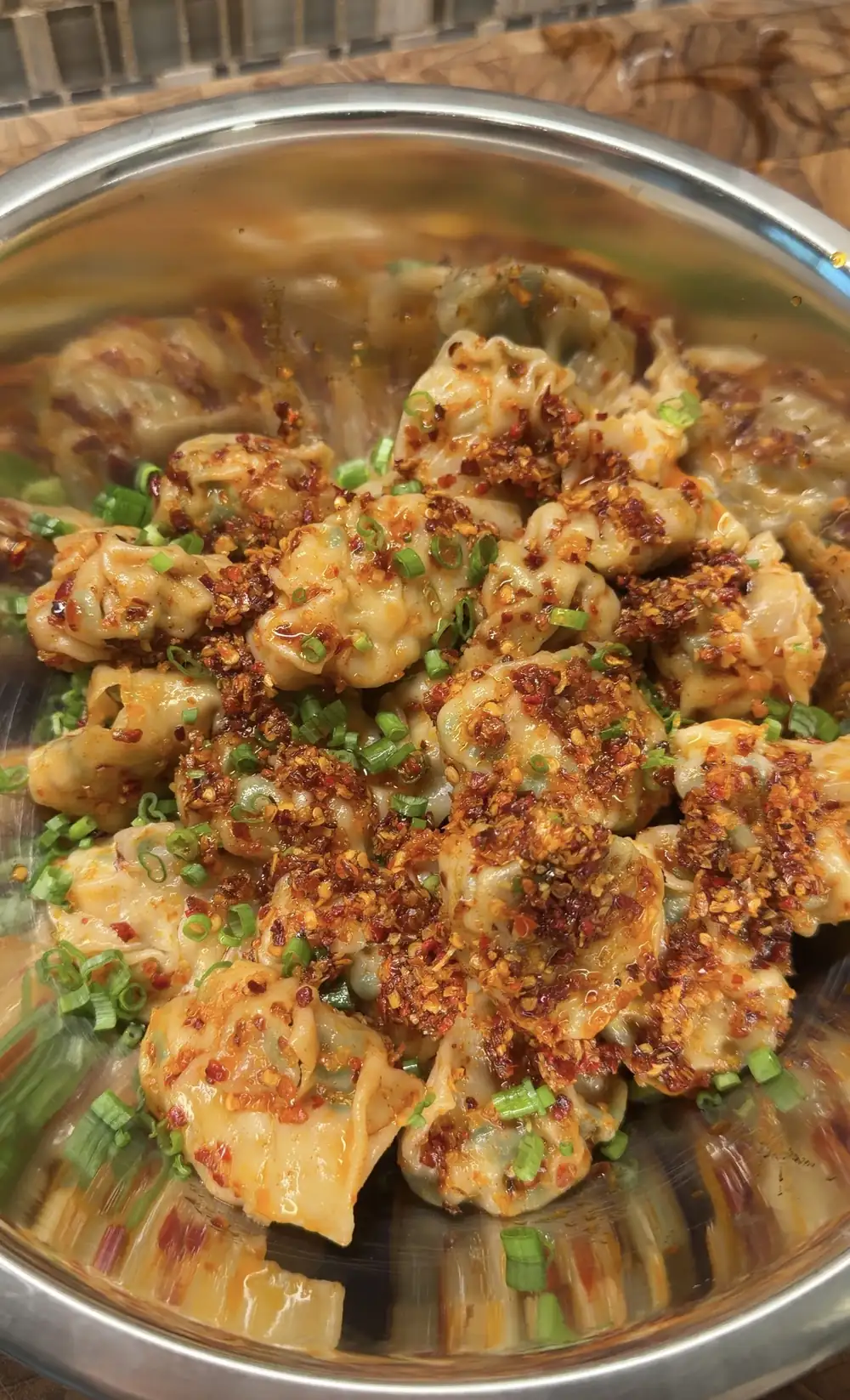 Spicy Wontons with Chili Oil