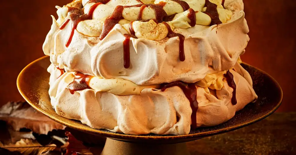 Pumpkin spiced meringue stack