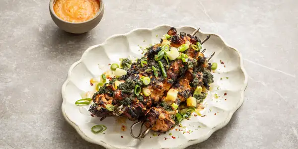 Charred Chicken Skewers With Fermented Pineapple Hot Sauce Recipe