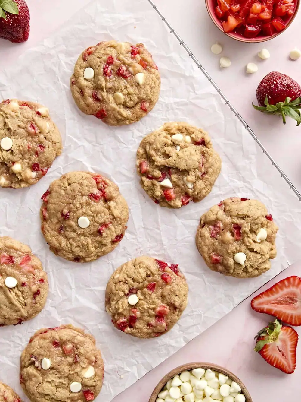 Galletas de fresa dulces y masticables hechas con fresas de verdad
