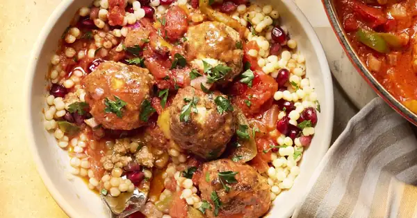Baked harissa feta meatballs