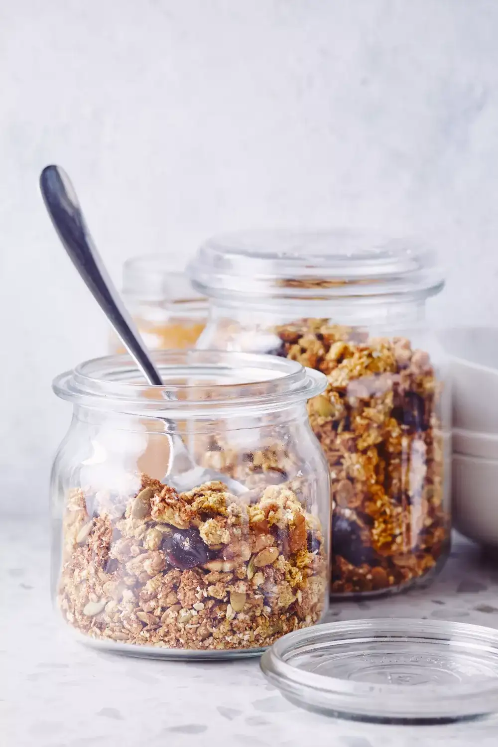 Pumpkin granola with peanut butter and walnuts