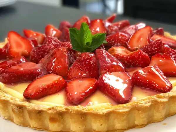 Strawberry tart on Breton shortbread (Dessert tart)