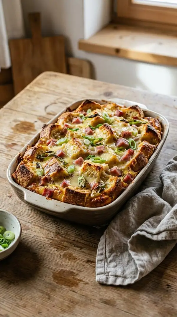 Receta de pastel de jamón y queso: Preparación con antelación y horneado durante la noche