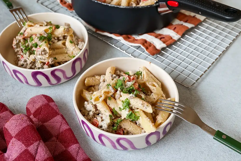 Boursin pasta with minced meat