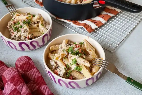 Boursin pasta with minced meat