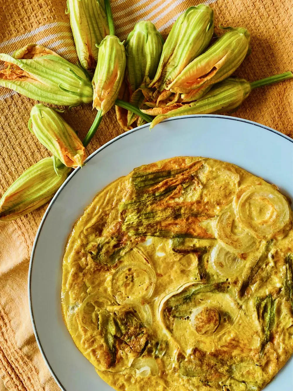 Courgette Flower and Onion Frittata