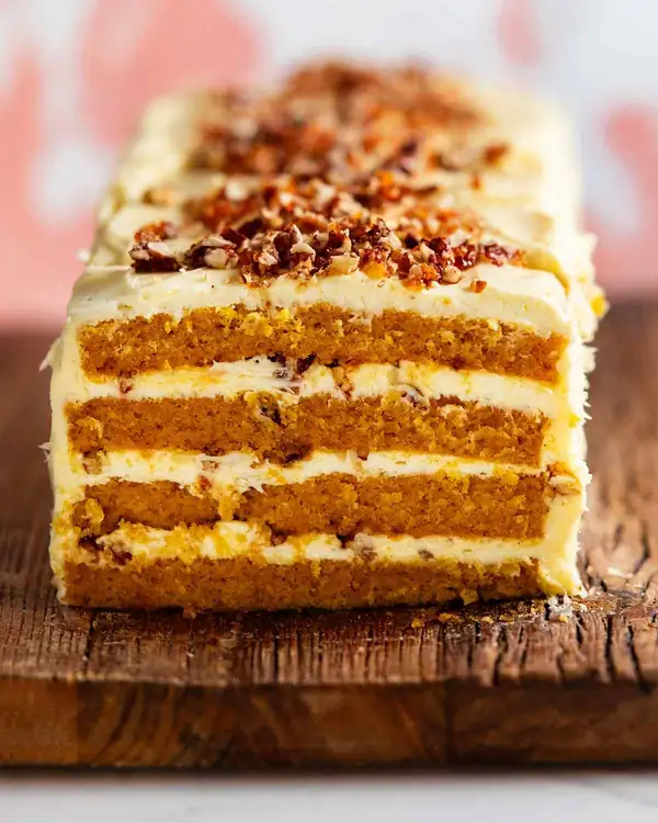A Very Big Pumpkin Layer Cake - with toffee pecans and cream cheese frosting