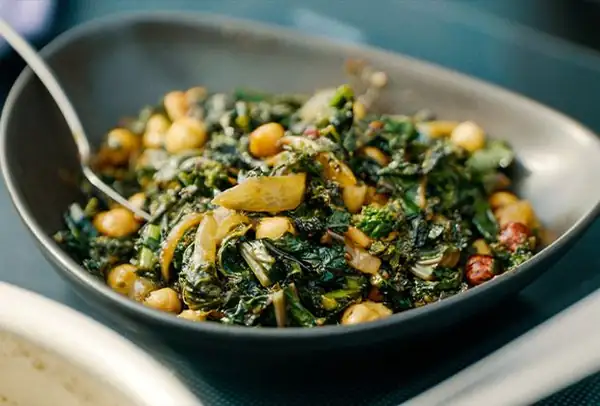 Crispy fried kale with hazelnuts & gremolata