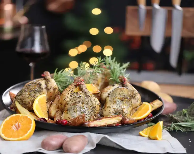 Spring chicken with roasted potatoes