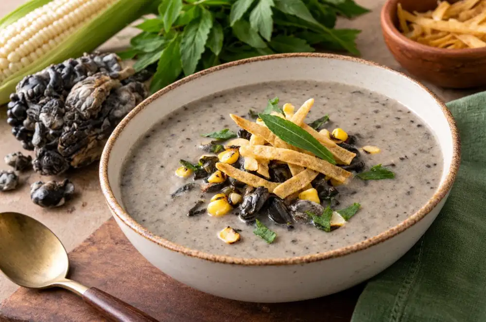 Huitlacoche cream with epazote, a flavorful Mexican recipe