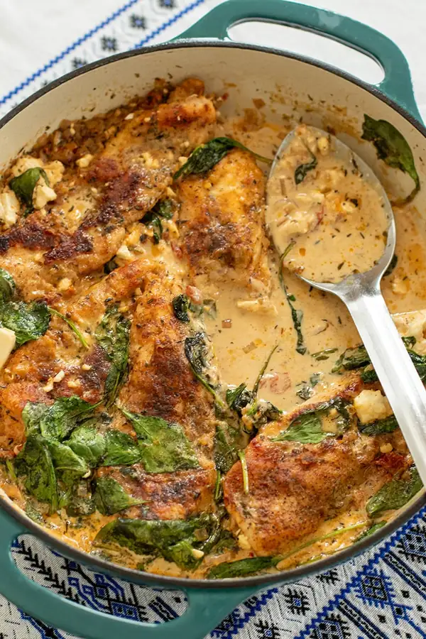 Greek “Marry Me” Chicken with Creamy Feta & Spinach
