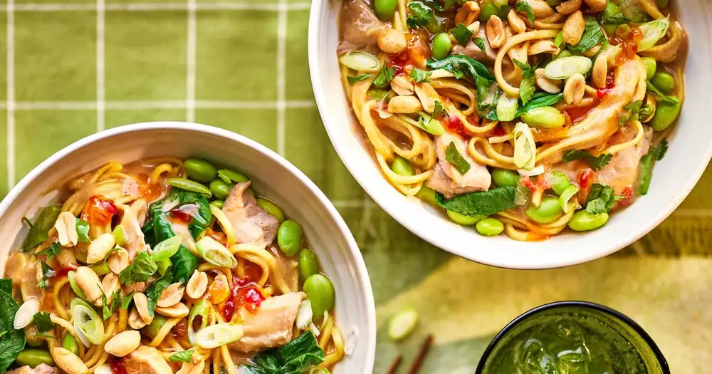 Sweet chilli & peanut chicken with noodles