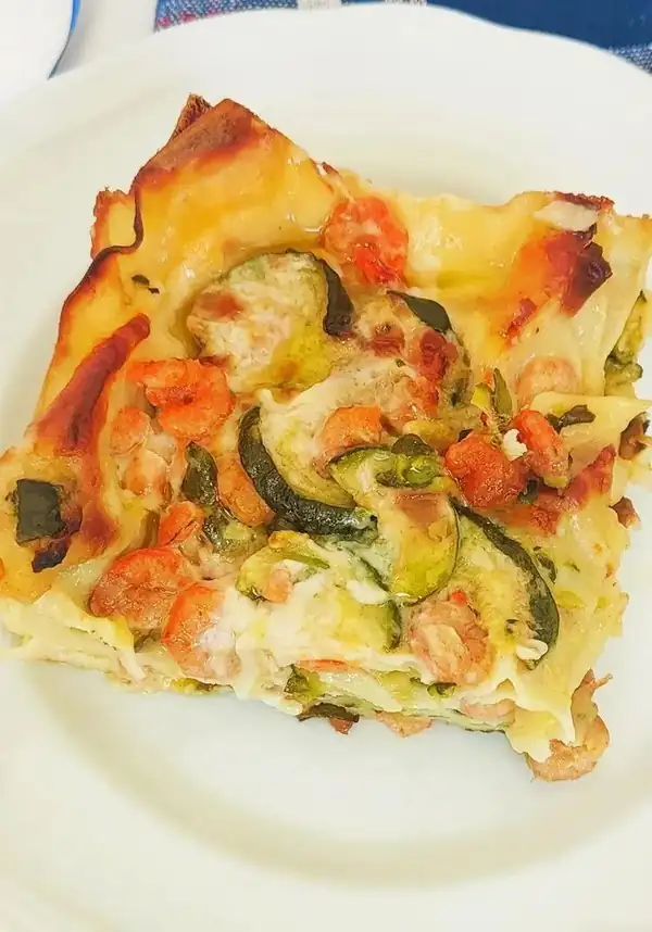 Zucchini and shrimp lasagna