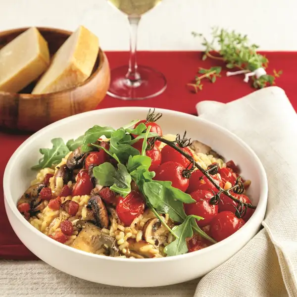 Risotto with sun-dried tomatoes and pancetta