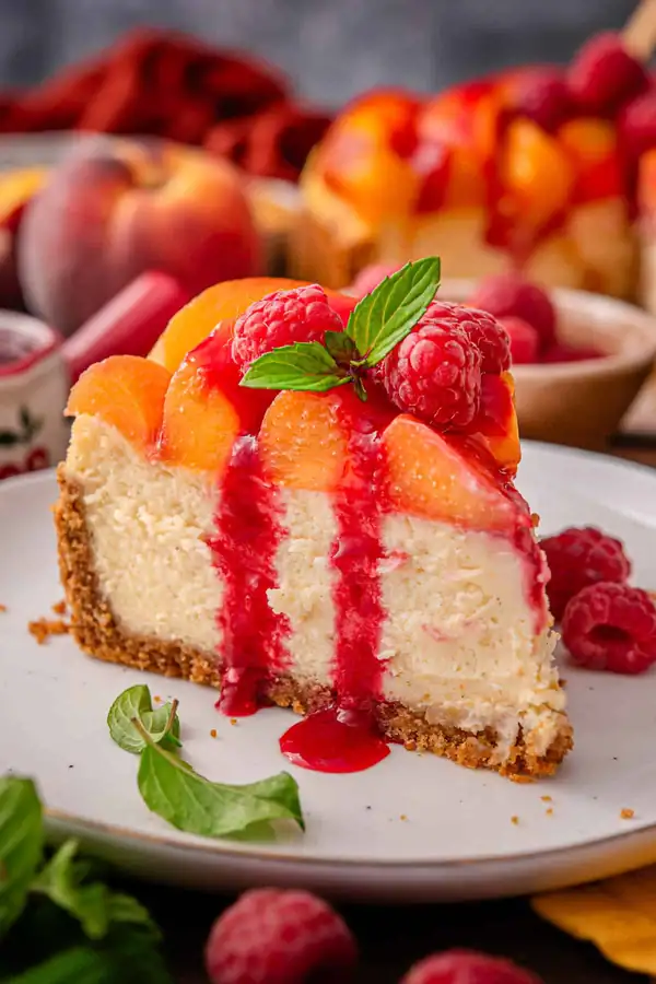 Raspberry Peach Cheesecake