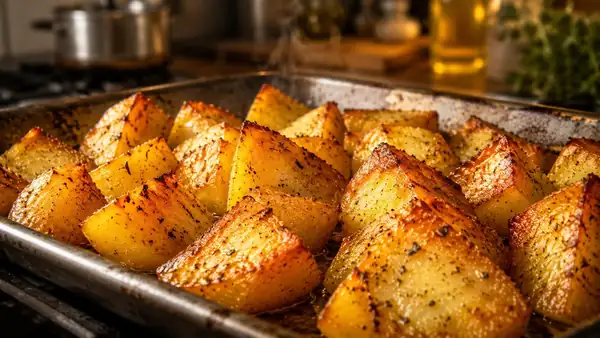 All chefs agree: “The best trick to get roasted potatoes crispy on the outside is to add baking soda and semolina.”