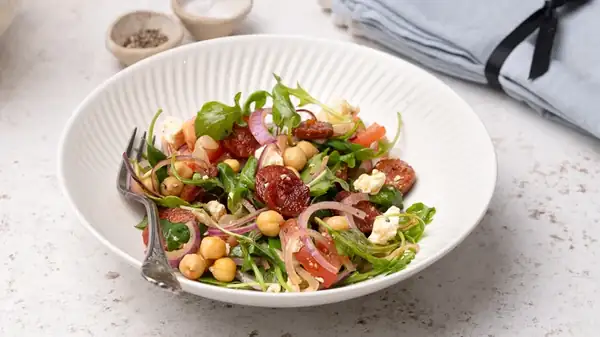 Chorizo Chickpea Salad With Feta Recipe