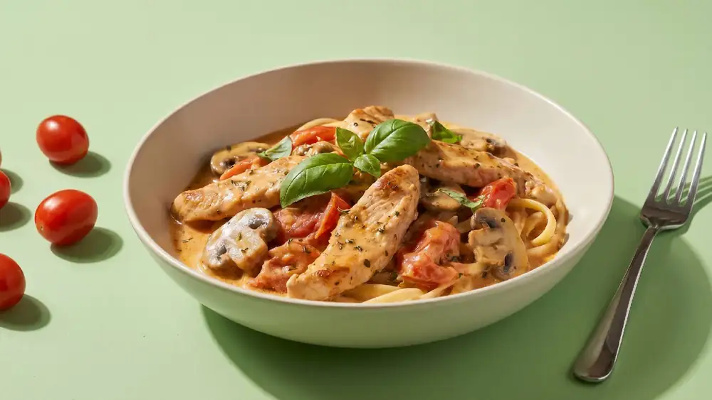 Creamy turkey strips with pasta for the end of the day