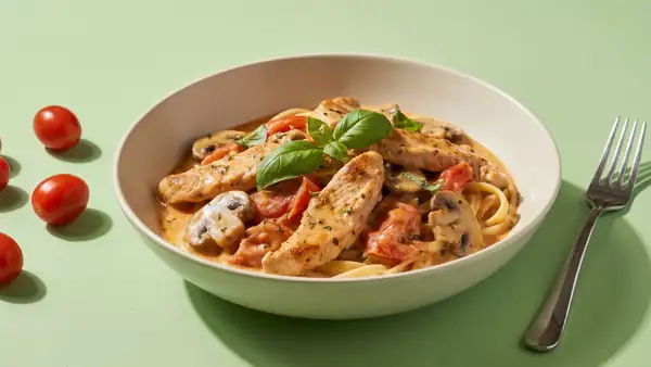 Creamy turkey strips with pasta for the end of the day