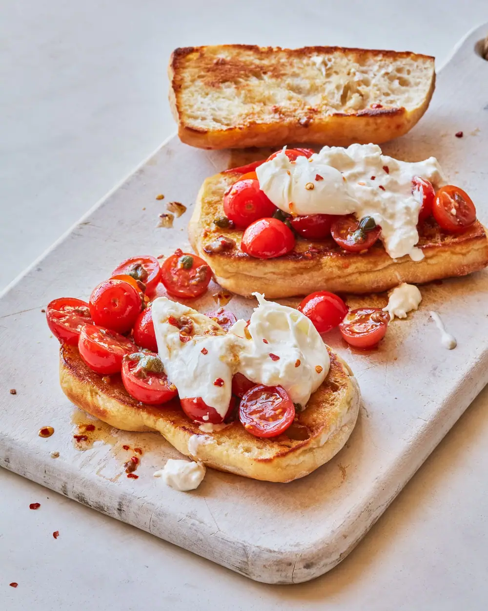 Burrata and Marinated Cherry Tomato Sandwiches Recipe