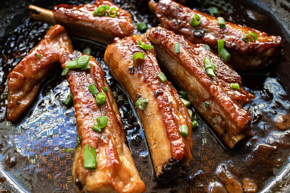 Lazy Pan-Fried Lemongrass Pork Ribs with Sweet & Savory Glaze