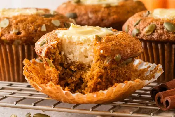 Magdalenas de calabaza con queso crema