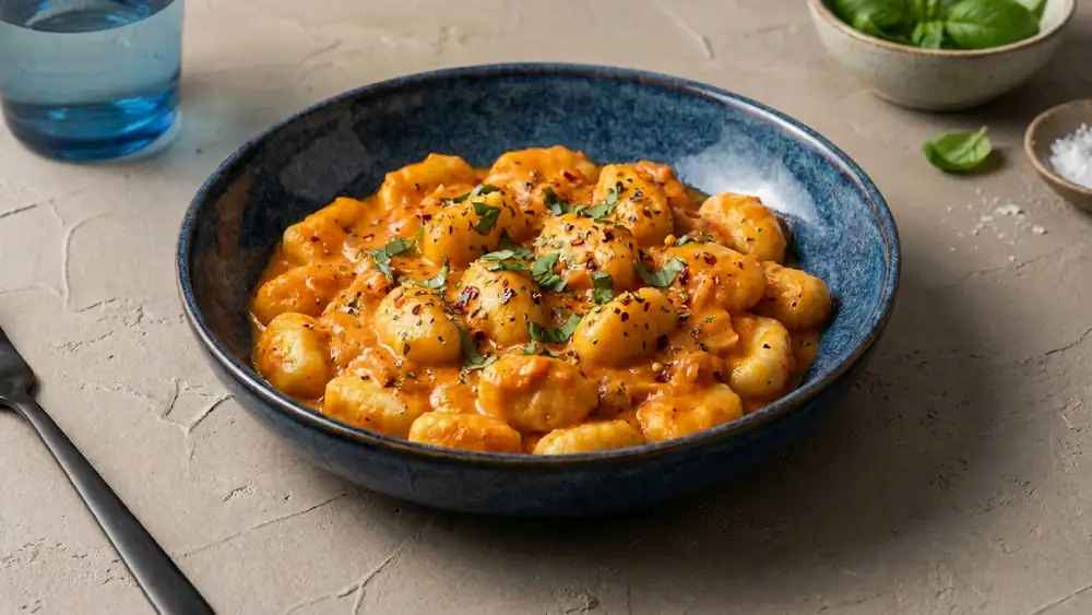 Quick gnocchi in tomato-coconut sauce