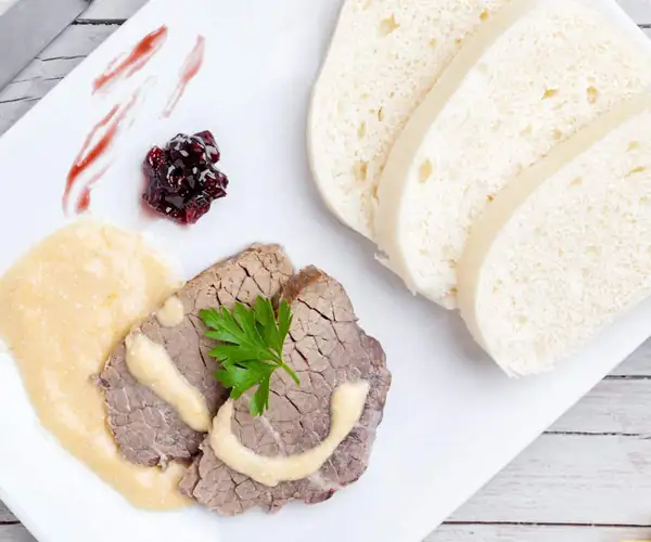 Svíčková na Smetaně (Roast Sirloin in Sour Cream Sauce w/ Dumplings)