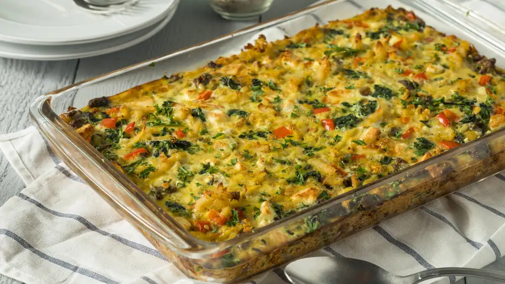 Juicy homemade casserole with eggs and vegetables