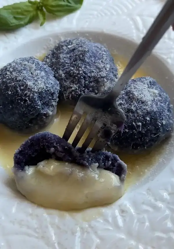 Stuffed purple cabbage gnocchi