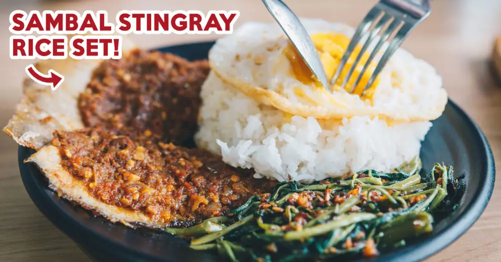 Revisión de la barbacoa Jiao Cai Hotplate: Sambal Stingray y tazones de arroz Sotong en Yishun