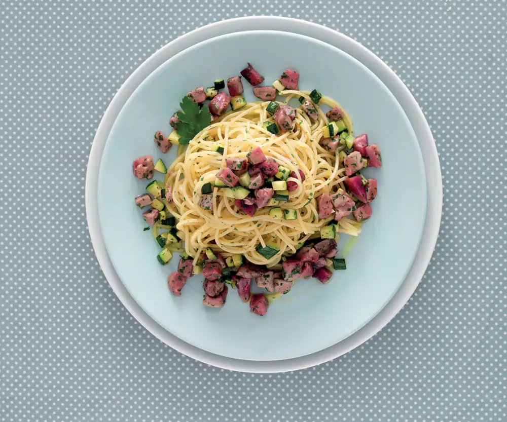 Spaghettini With Raw Tuna and Zucchini