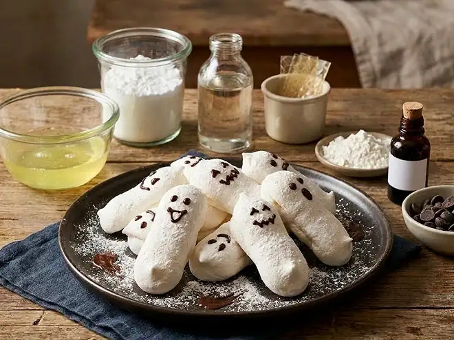 Homemade Halloween ghost marshmallows