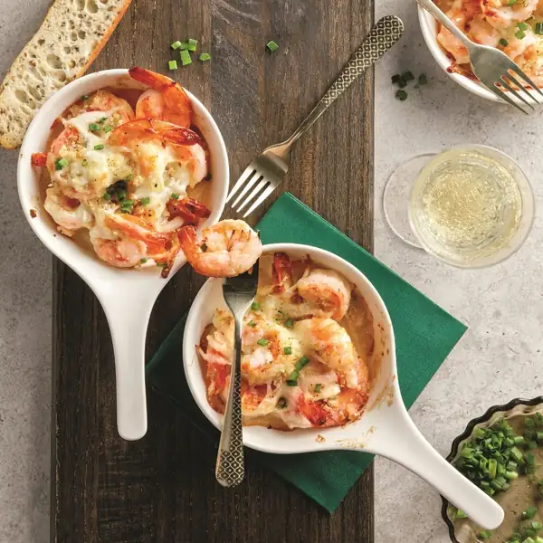 Prawns au gratin with garlic butter