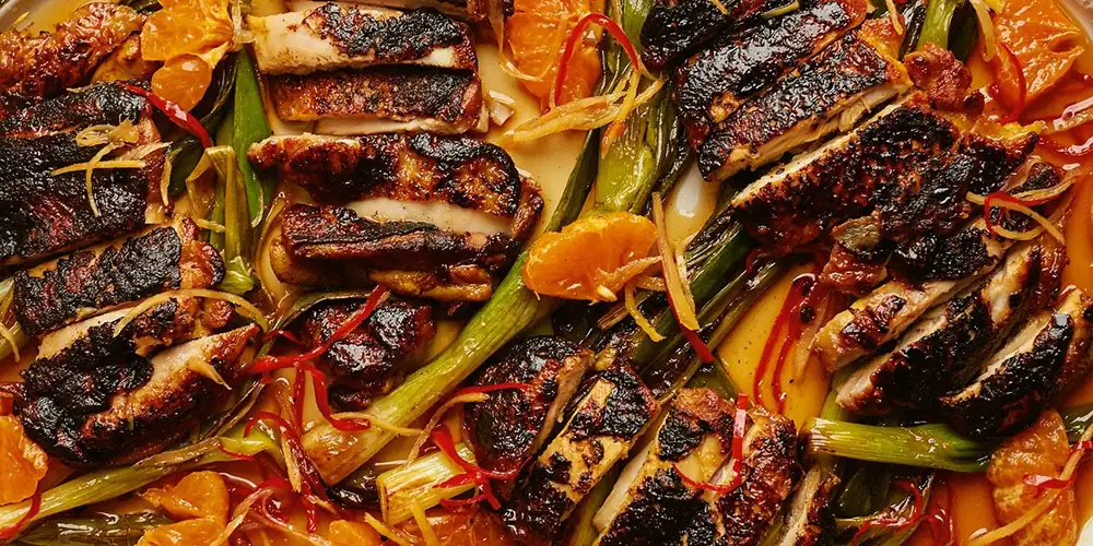 Blackened Chicken with Caramel and Clementine Dressing