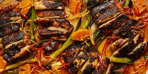 Blackened Chicken with Caramel and Clementine Dressing