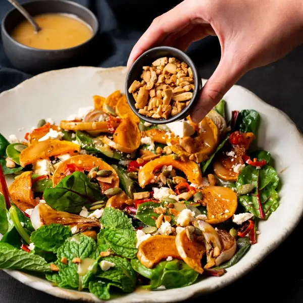 Pumpkin and Feta Salad with Tamarind Vinaigrette