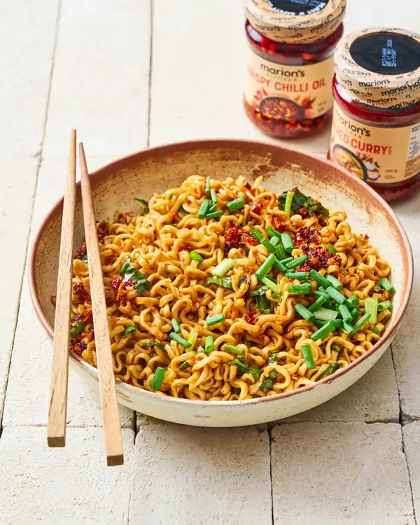 Red Curry Garlic Oil Noodles Recipe
